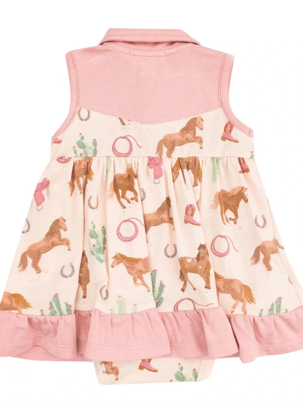 Angel Dear Pink Cowboy Bodysuit Dress Western Horses - 12 Mo